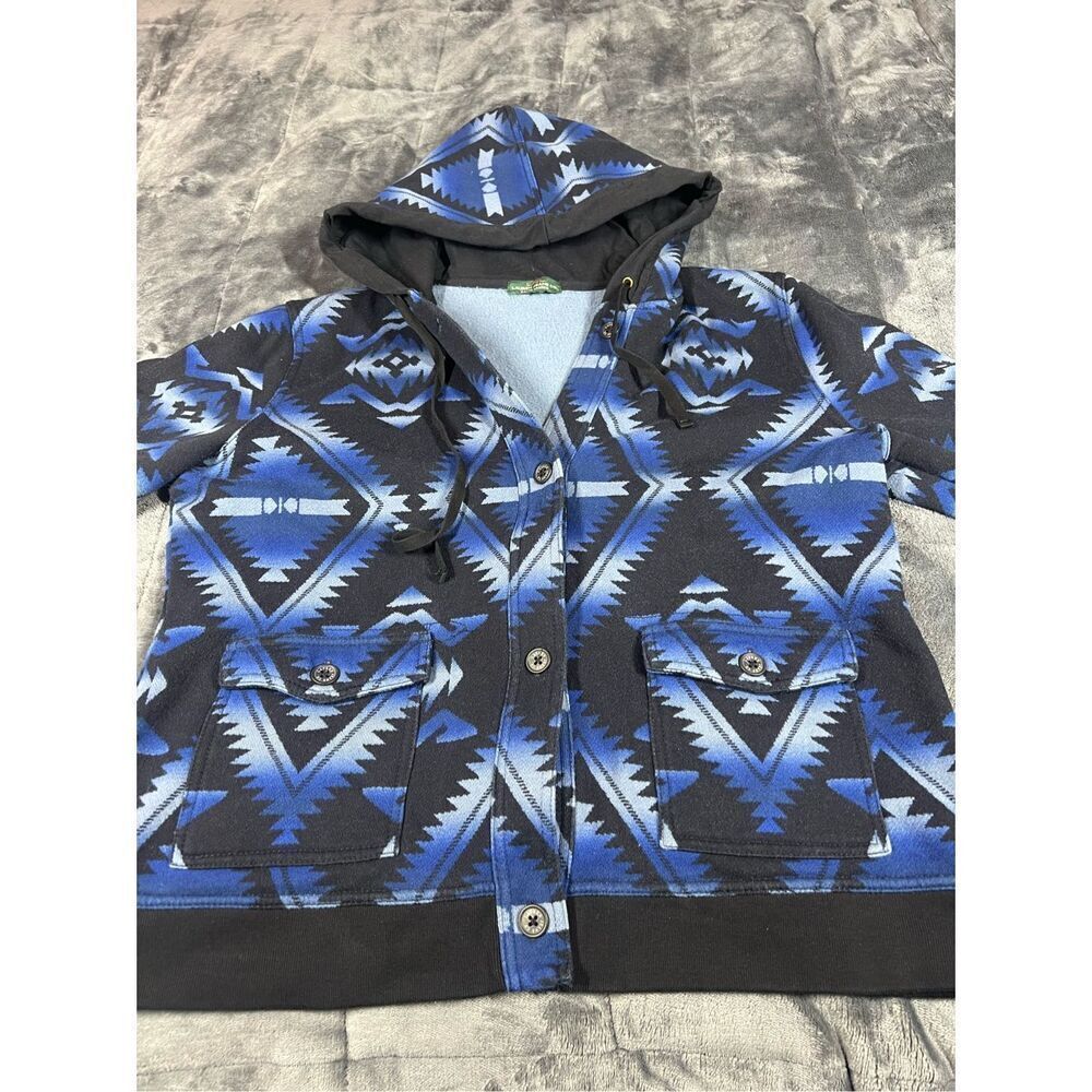 Lauren, Ralph Lauren Vintage women’s geometric print button up hooded sweater si